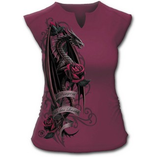 Dbardeur femme violet avec dragon tenant une rose "Dragon de las Rosas"