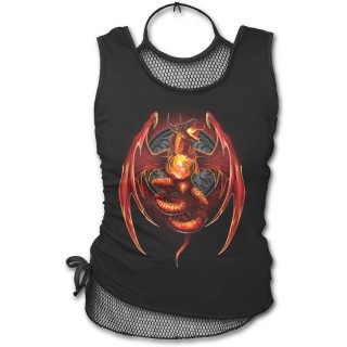 Dbardeur gothique femme  maille filet avec dragon et orbe de feu