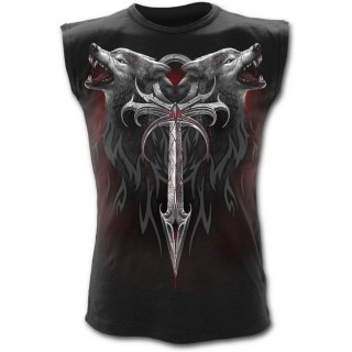 Dbardeur homme gothique noir avec couple de loups et Ankh
