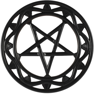 Dcoration murale pentacle / pentagramme noir en bois (30cm)