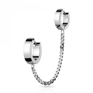 Double boucle d'oreille Inox  anneaux clip enchains ( l'unit)