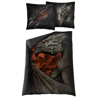 Drap housse double face (135x200cm)  Dragon Majestueux + 2 taies d'oreiller