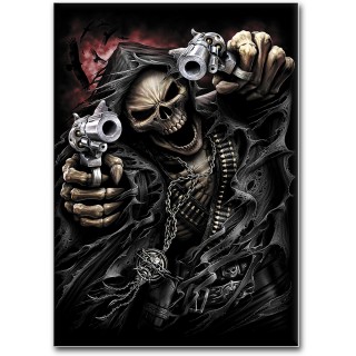 Drapeau gothique style poster avec la Mort  pistolets - ASSASSIN