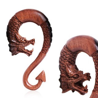 Ecarteur dragon sculpt  la main en bois d'bne