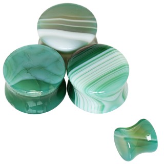 Ecarteur plug en pierre Agate verte