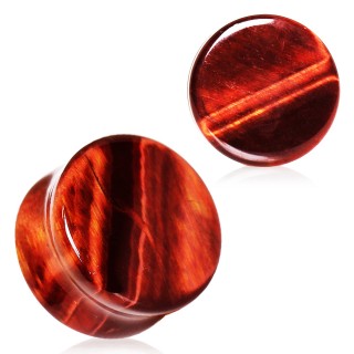 Ecarteur plug en pierre Oeil de tigre rouge naturelle