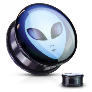 Ecarteur plug noir  Extra-terrestre Roswell en acrylique