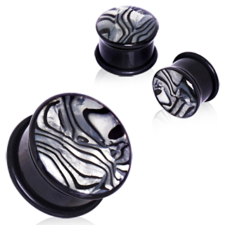 Ecarteur plug noir en acrylique  nacre grise