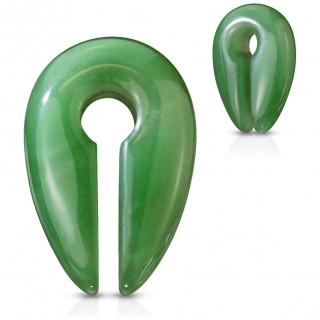 Ecarteur poids d'oreille style trou de clé en pierre de Jade vert