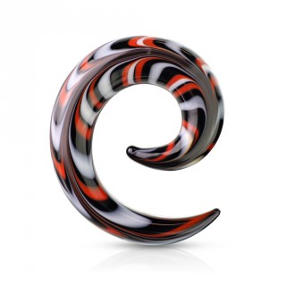 Ecarteur spirale en verre noir, rouge et blanc