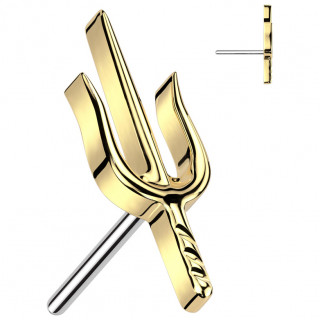 Embout de piercing Trident dor en Titane (pour tige push-in)