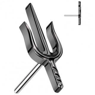 Embout de piercing Trident noir en Titane (pour tige push-in)