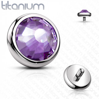 Embout disque piercing en Titane G23  cristal Violet Tanzanite (pour tige filetage interne)