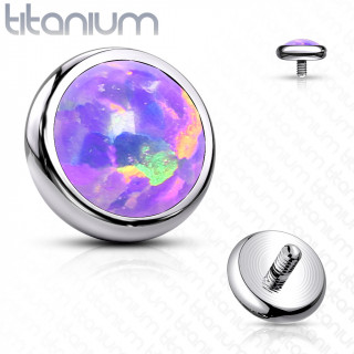 Embout disque piercing en Titane G23  Opale Violette (pour tige filetage interne)
