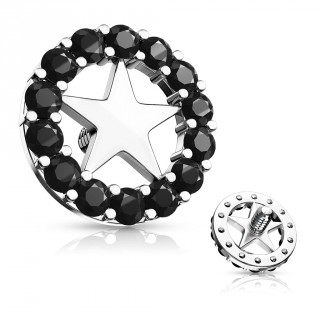 Embout microdermal  toile cercle de strass noirs