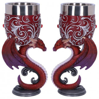 Ensemble de 2 verres  pied "Dvotion aux dragons" (18,5cm)