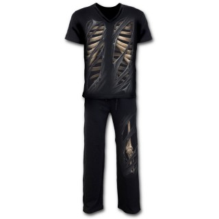 Ensemble pyjamas gothique homme 4 pices  trompe l'oeil squelette