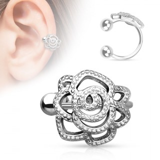 Faux piercing cartilage oreille avec rose perle