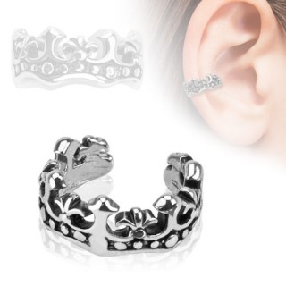 Faux piercing oreille en forme de couronne  fleur de Lys