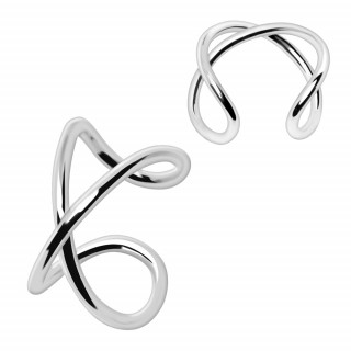 Faux piercing oreille hélix style anneaux croisés en X