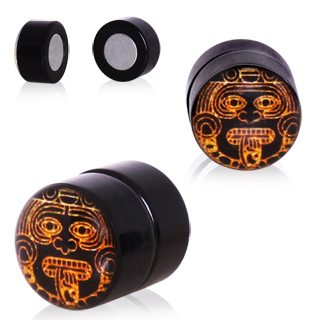 Faux plug oreille style Azteque (magntique - sans perage)