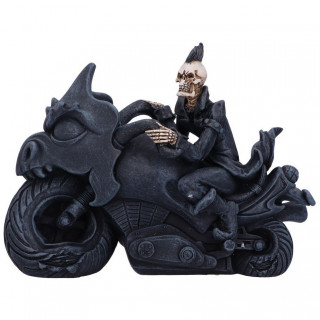 Figurine biker squelette sur sa moto de l'enfer (19cm)