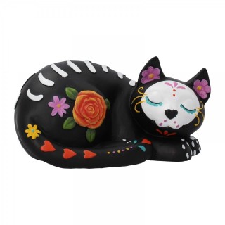 Figurine chat endormi style "Jour des morts" (22cm)