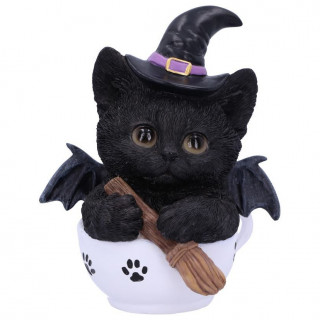 Figurine chaton sorcier dans une tasse  th  pattes de chats (18,5cm)