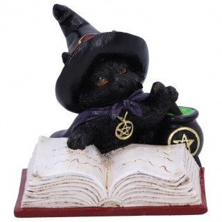 Figurine chaton sorcier tudiant un livre de potions (8,5cm)