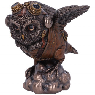 Figurine chouette aviatrice steampunk (10.5cm)