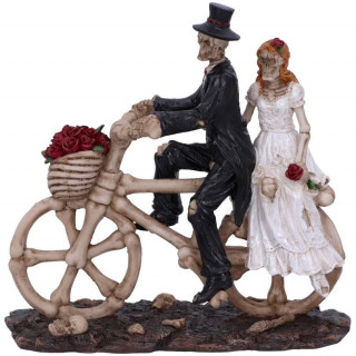 Figurine couple de squelettes maris sur vlo en os (14.5cm) - Nemesis Now