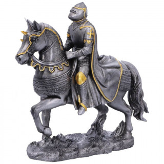 Figurine de chevalier en armure sur son cheval