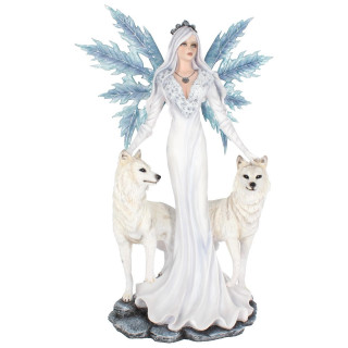 Figurine dcorative fe de la glace et ses loups (60,5 cm)