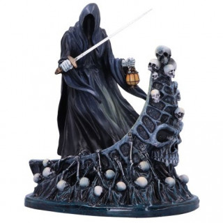 Figurine faucheur d'mes sans visage se tenant  la barre d'un sombre bateau  (19cm)