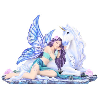 Figurine fe de l'eau endormie et sa licorne (34 cm)