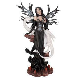 Figurine fe des tnbres avec son jeune dragon blanc (57 cm)