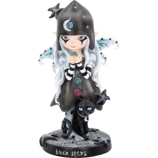Figurine fe magicienne et son chat noir "Black Stars" (18cm)