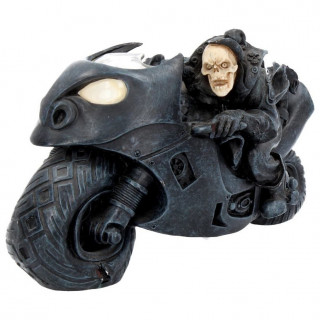 Figurine La Mort sur sa moto aux roues fondues par la vitesse (19,5cm)