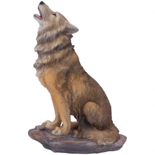 Figurine loup des montagnes hurlant (20cm)