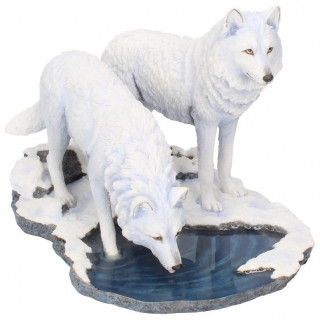 Figurine loups blancs se dsaltrant (35 cm)