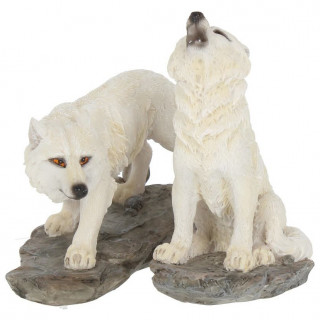 Figurine loups blancs se prparant  la chasse (9,8cm)