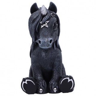 Figurine petite licorne gothique noire  pentacle sur le front (10,2cm)