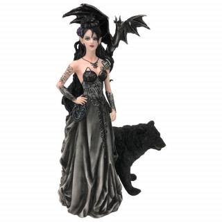 Figurine reine obscure  dragon et ours noirs (32.5 cm) - Nene Thomas