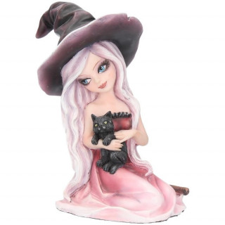 Figurine sorcière Rosa à chat noir (15cm)