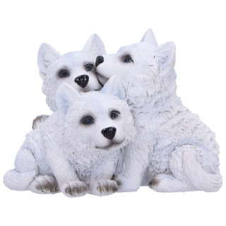 Figurine trio de bbs loups blancs