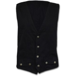 Gilet gothique rock homme noir  4 boutons et poches