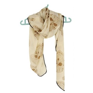 Grand foulard beige avec ttes de mort dcores