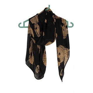 Grand foulard noir avec ttes de mort dcores