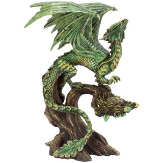 Grande figurine Dragon vert  nid sur un arbre - Anne Stokes (25.5cm)