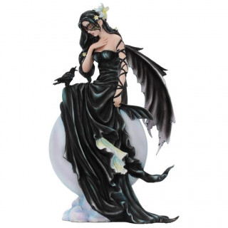 Grande figurine Fe noire masque et aile  corbeau - Nene Thomas (28cm)